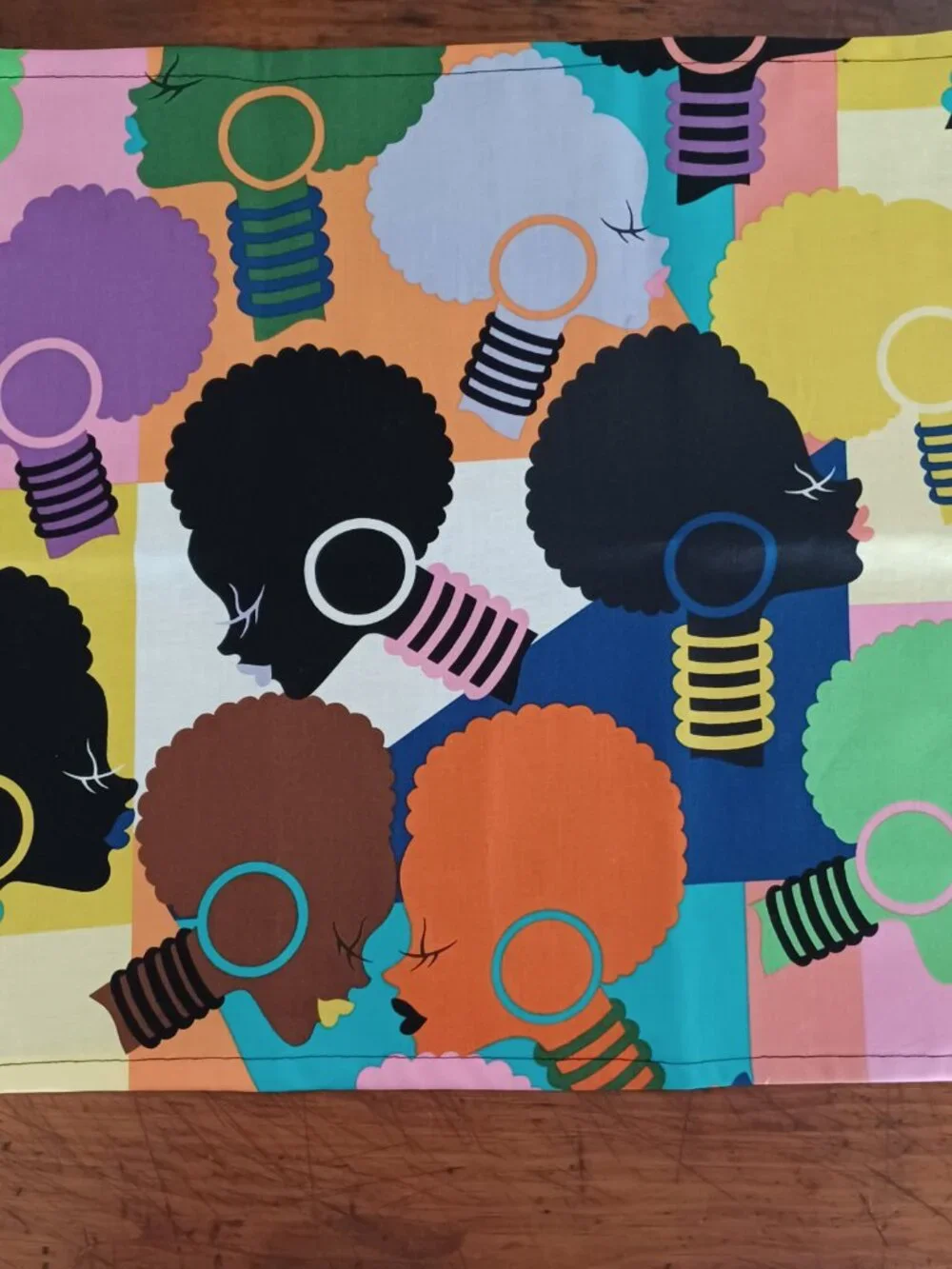 African Ladies Afro Silhouette Cloth Table Napkins - Set of 4
